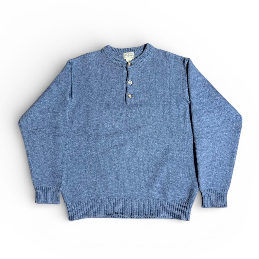 90s llbean エルエルビーン ヘンリーネック コットンニット 古着