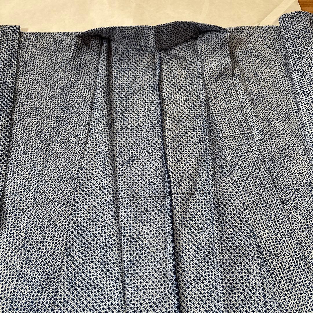 【未使用品】しつけ付 有松 鳴海 本絞り 綿 浴衣 総絞り着丈158 紺