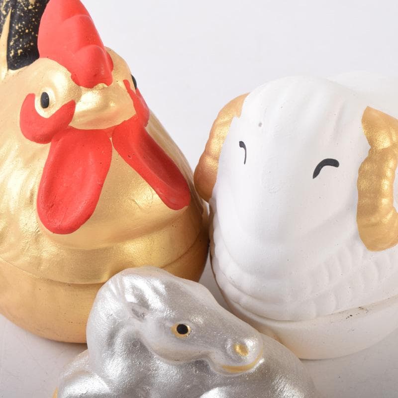 茶道具　楽山作　立雛他　干支　水鳥など　色絵香合　6点まとめて　N　8222