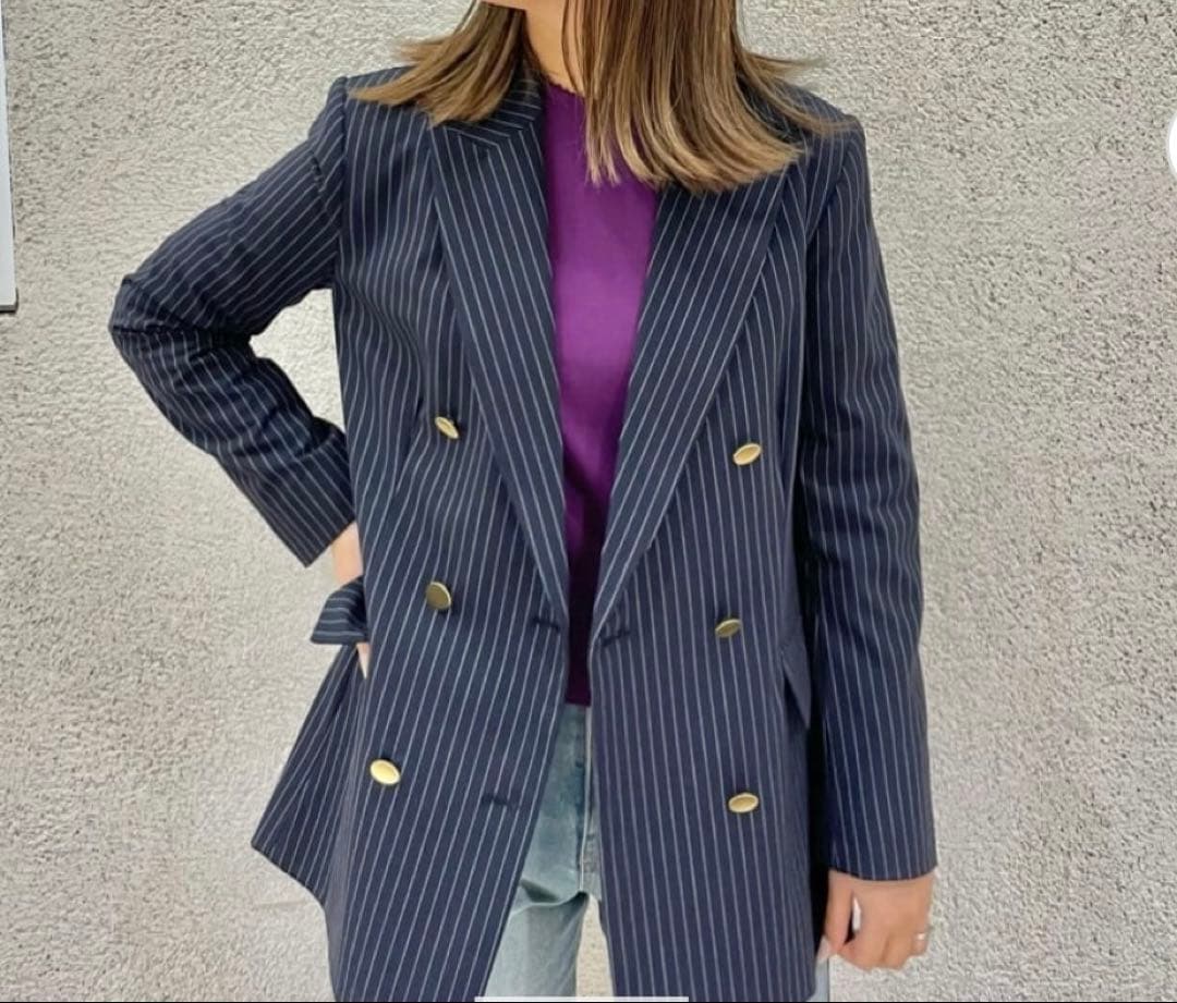 さわとも　ルーニィ　ネイビーストライプジャケットM 新品❤︎