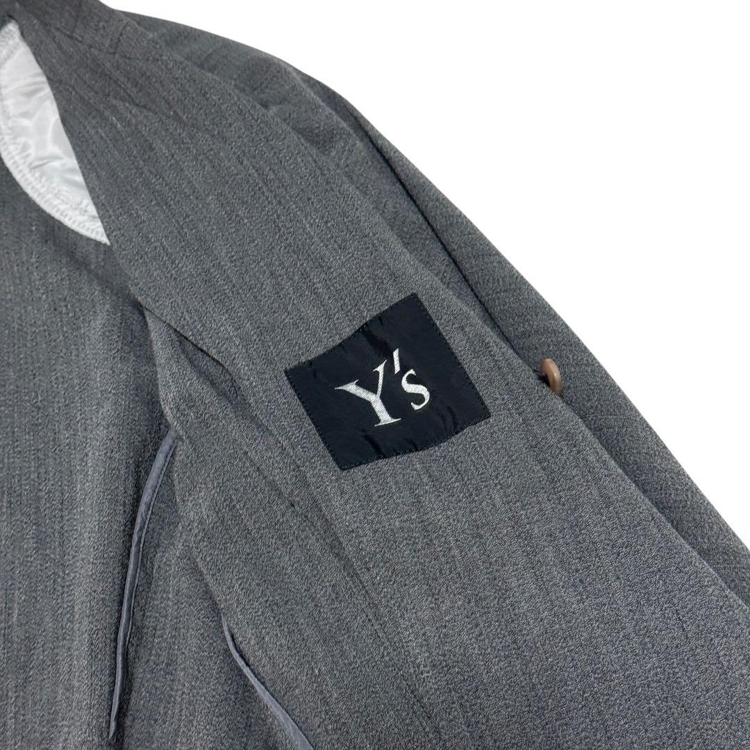 y's ワイズ　テーラードジャケット クロップド丈　ダブル　フリル　グレー