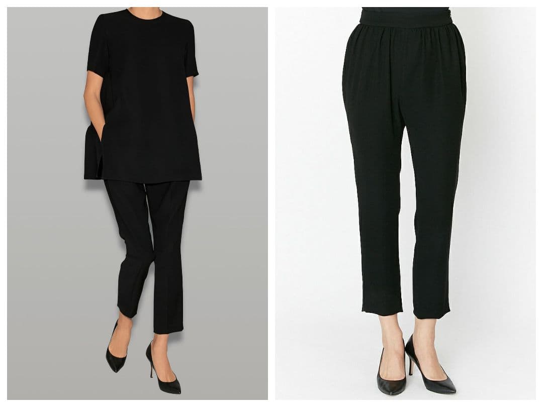 YOKO CHAN ヨーコチャン/ハイウエスト　ギャザーパンツ/38　ネイビー