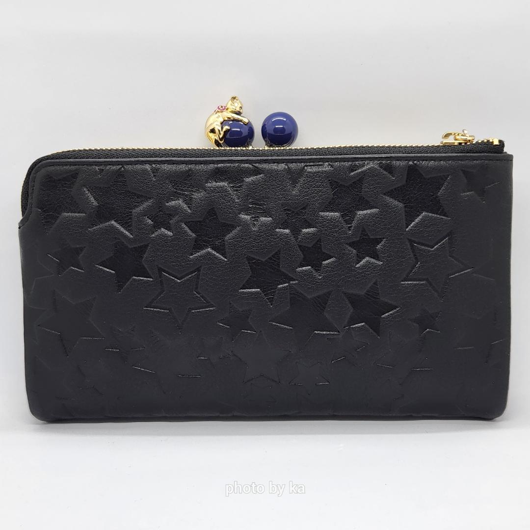 ブラック 新品 アナスイ ANNA SUI がま口 長財布 プレイングキャット