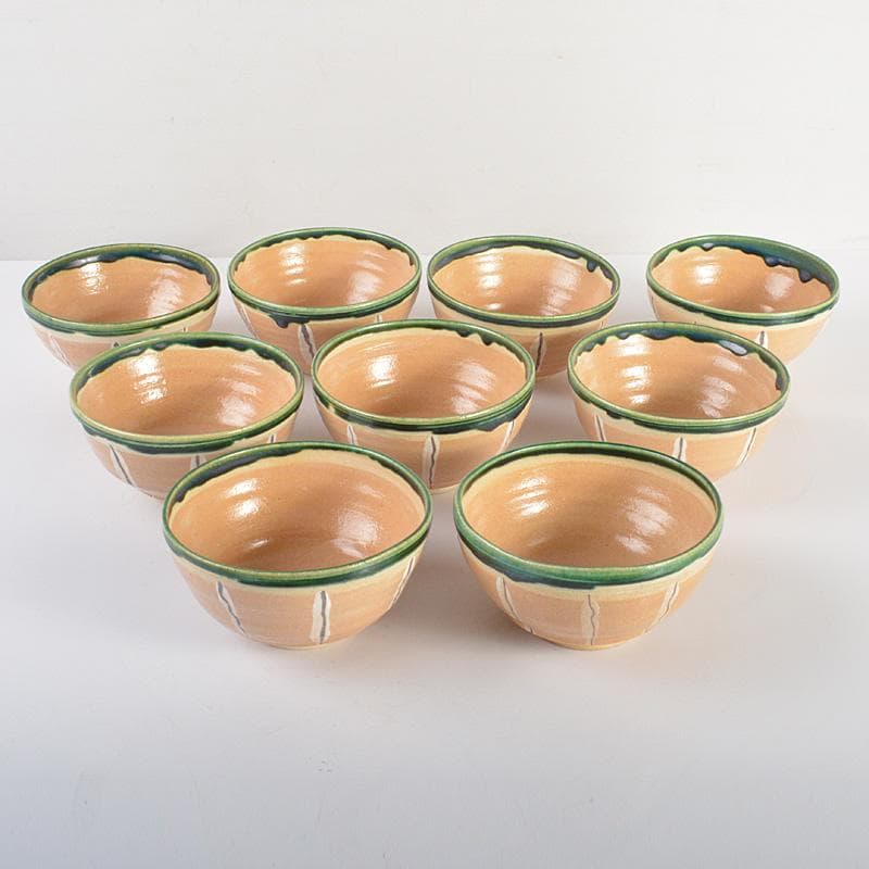 茶道具　桃山窯　林英二造　赤織部　数茶碗　９客　共箱　V　6116C