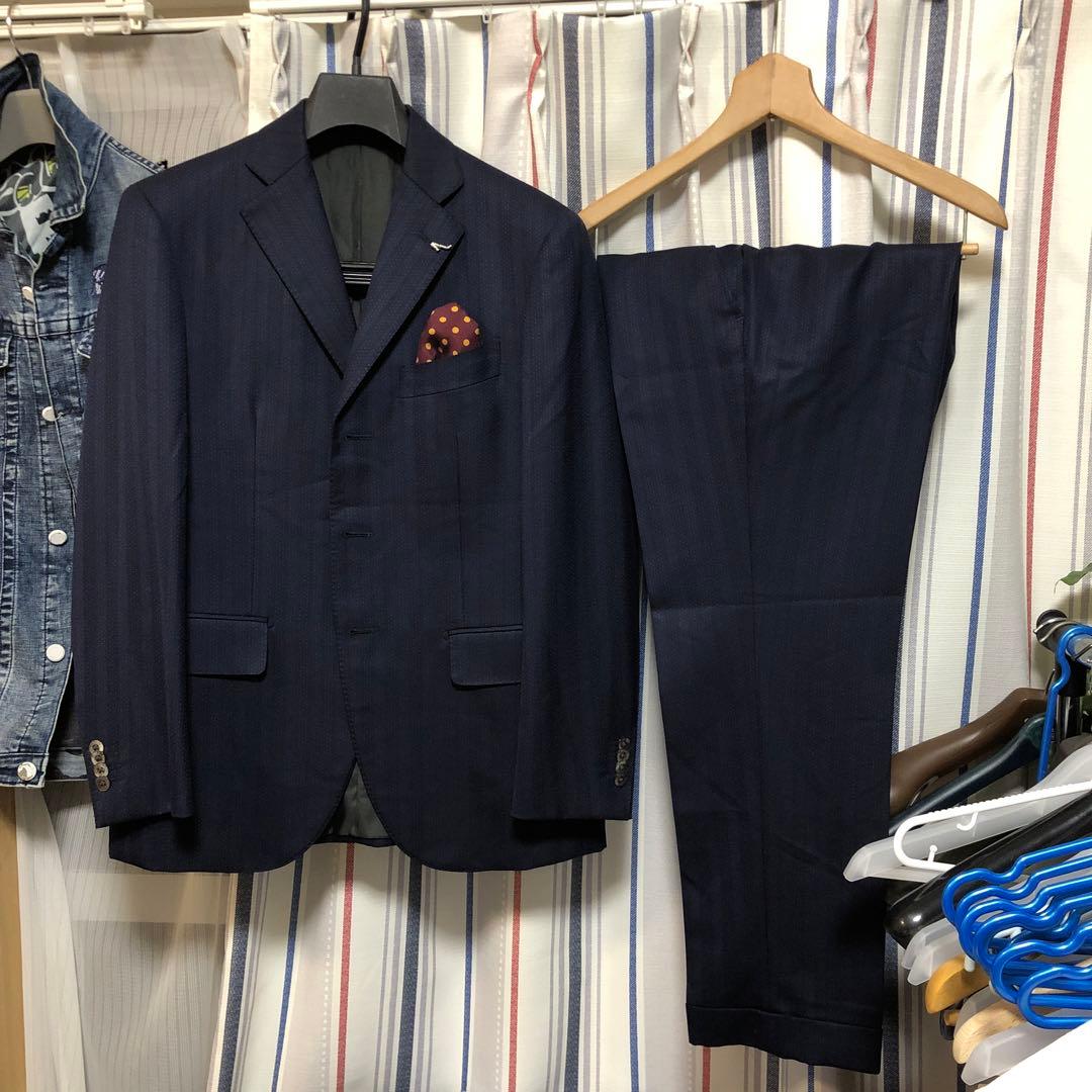 ピースガーデン　Dominique France ネイビー ビジネススーツ