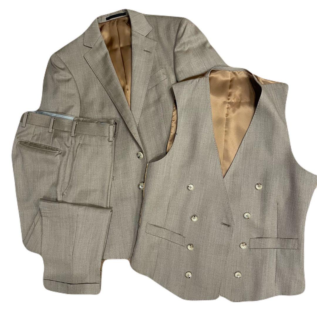 【銀座グローバルスタイル】ドラゴ 3ピーススーツ ベージュ