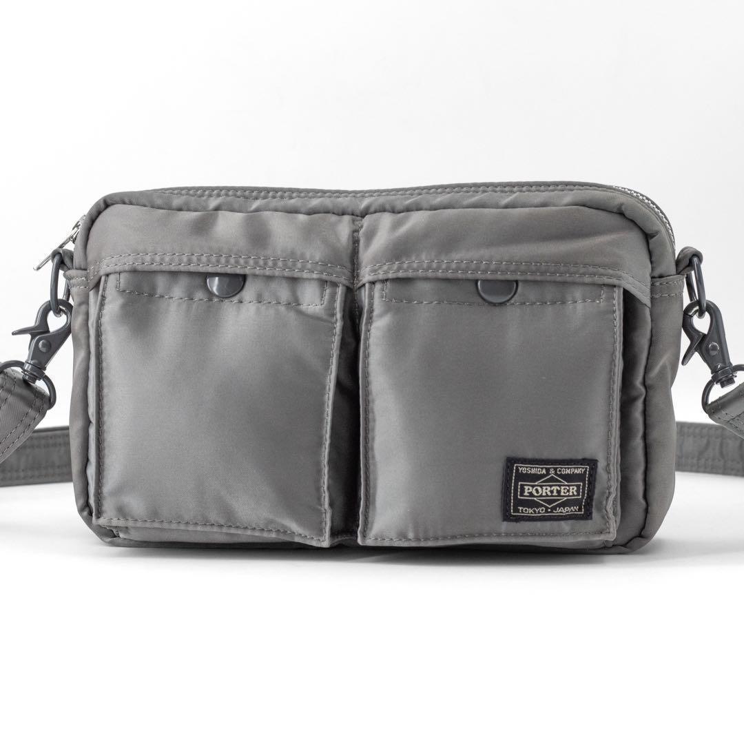 A015【未使用級】ポーター／タンカー　スリングバッグ　ショルダー　シルバー