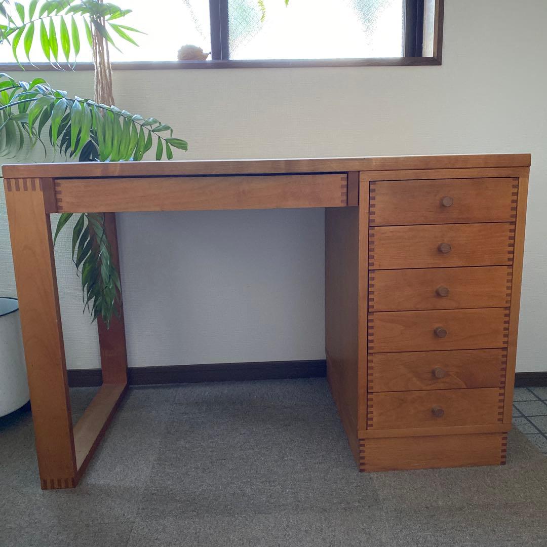 イクスス ikususu 片袖デスク アルダー材無垢 書斎デスク　机