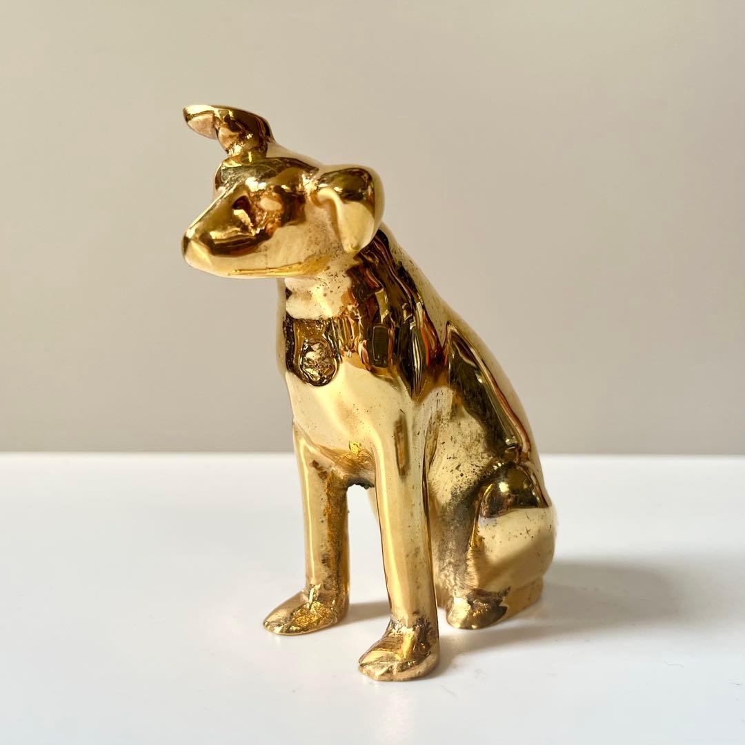 【稀少品】 VICTOR ビクター犬 ニッパー犬 金属製 ゴールド 昭和レトロ