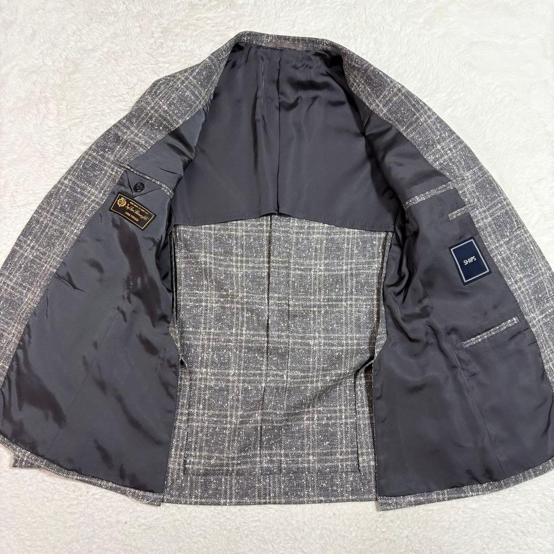 シップス ロロピアーナ シルク リネンツイード テーラードジャケット グレー44