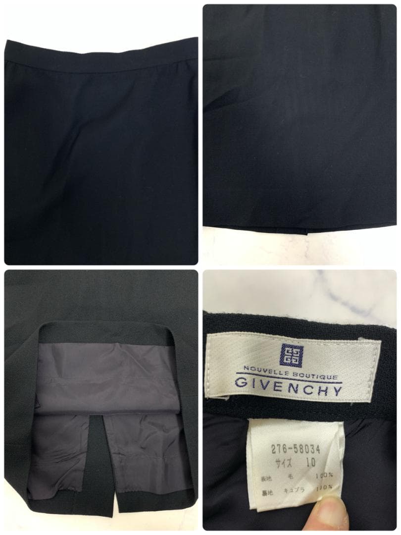 LA8348 ジバンシースカートスーツ セットアップ 黒 ウール100％ 10