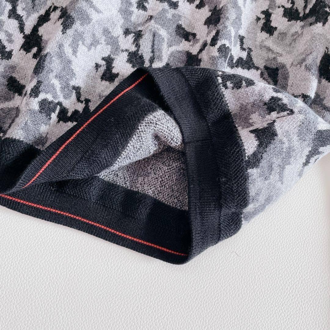 ブリーフィングゴルフ 長袖ニットセーター S 総柄 グレー ブラック　23年