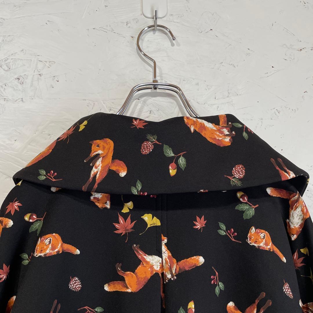 新品未使用タグ付き【ふりふ】キツネスクエアコート　ショートコート　黒　F