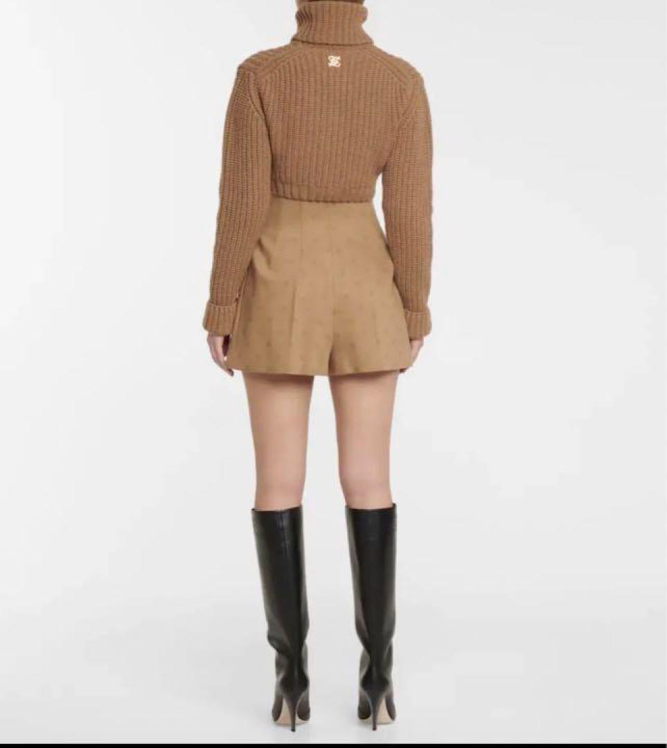 極美品 フェンディ カリグラフィー ウール カシミヤ ショートパンツ 40
