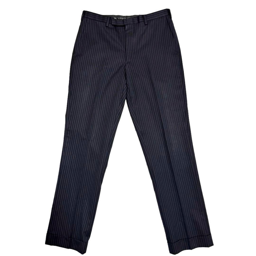 美品バーバリー ブラックレーベル スーツ ダブル 40R 3ピース ネイビー 紫