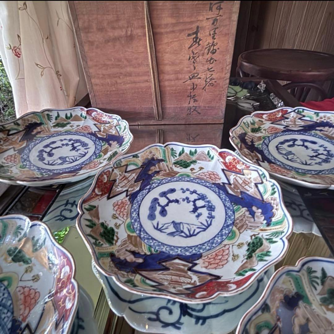 K様へ感謝お嫁入り‼️最強運GOLD伊万里錦手帆かけ舟❌山水❌米俵在銘八寸皿2客