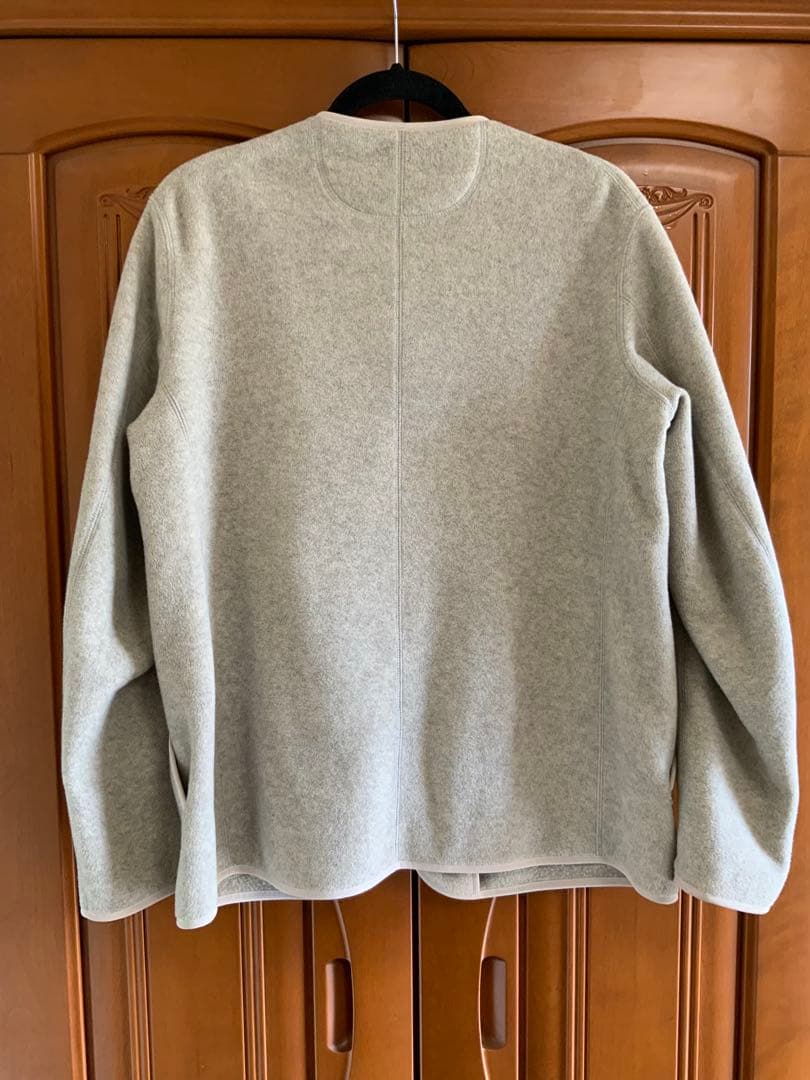 DANTON ノーカラー フリース カーディガン マーブル Ｌサイズ