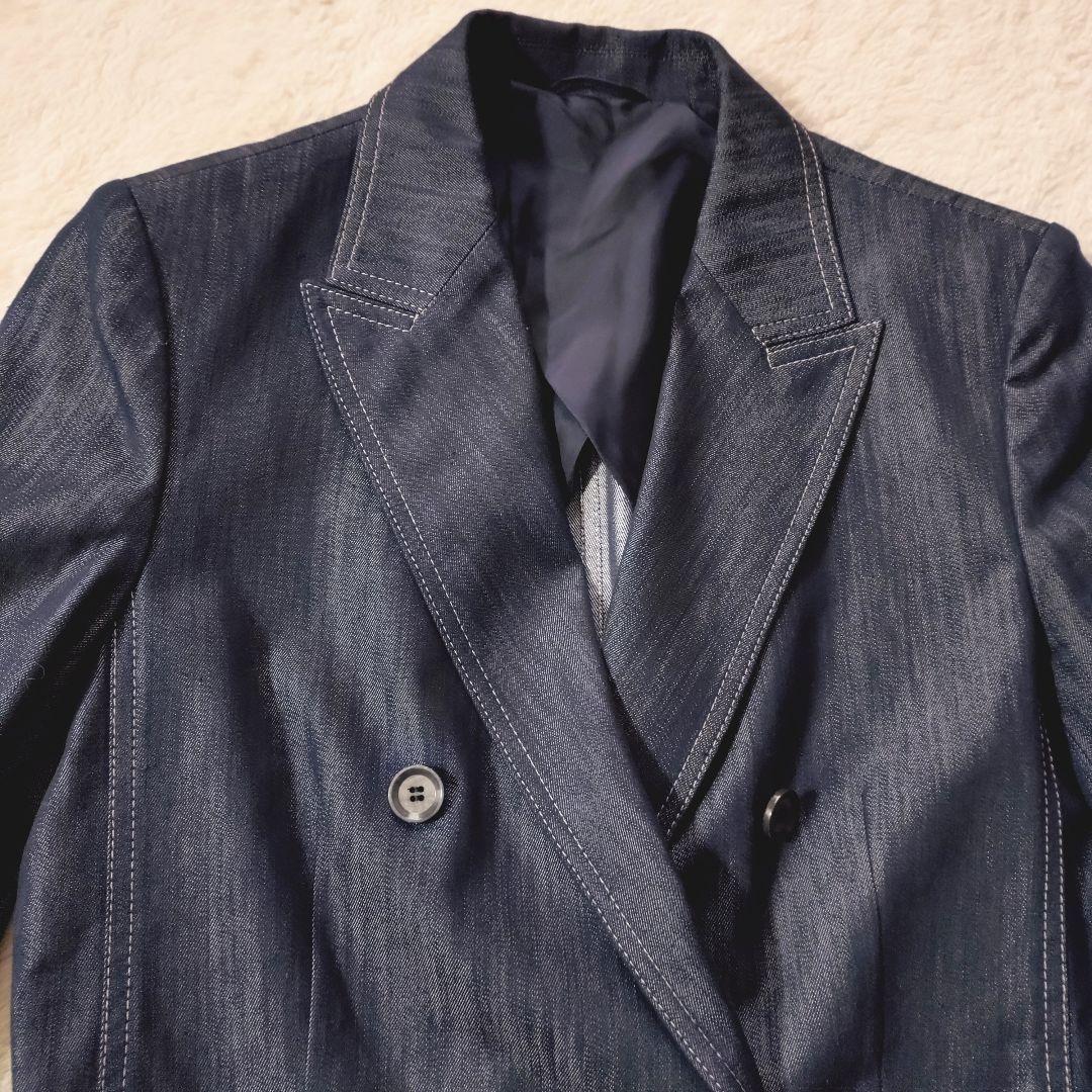 美品 アナイ 定価4万9千 デニムライクダブルジャケット 38 ネイビー 日本製