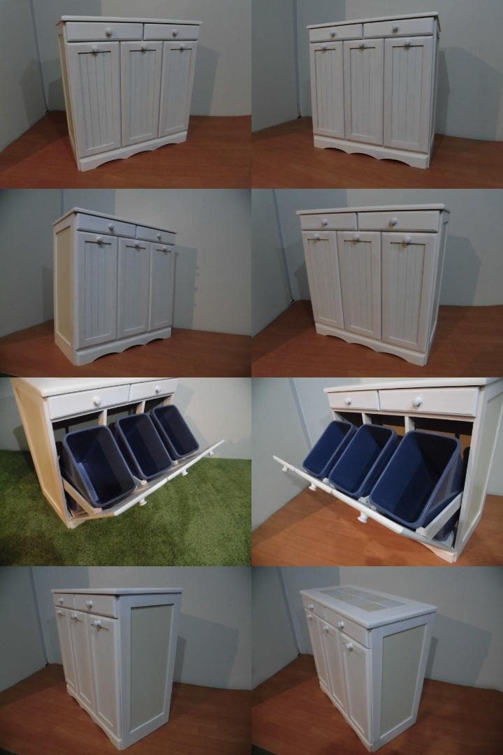 送料無料/アウトレット/新品★カントリー調★分別ダストボックス（3分別）ホワイト