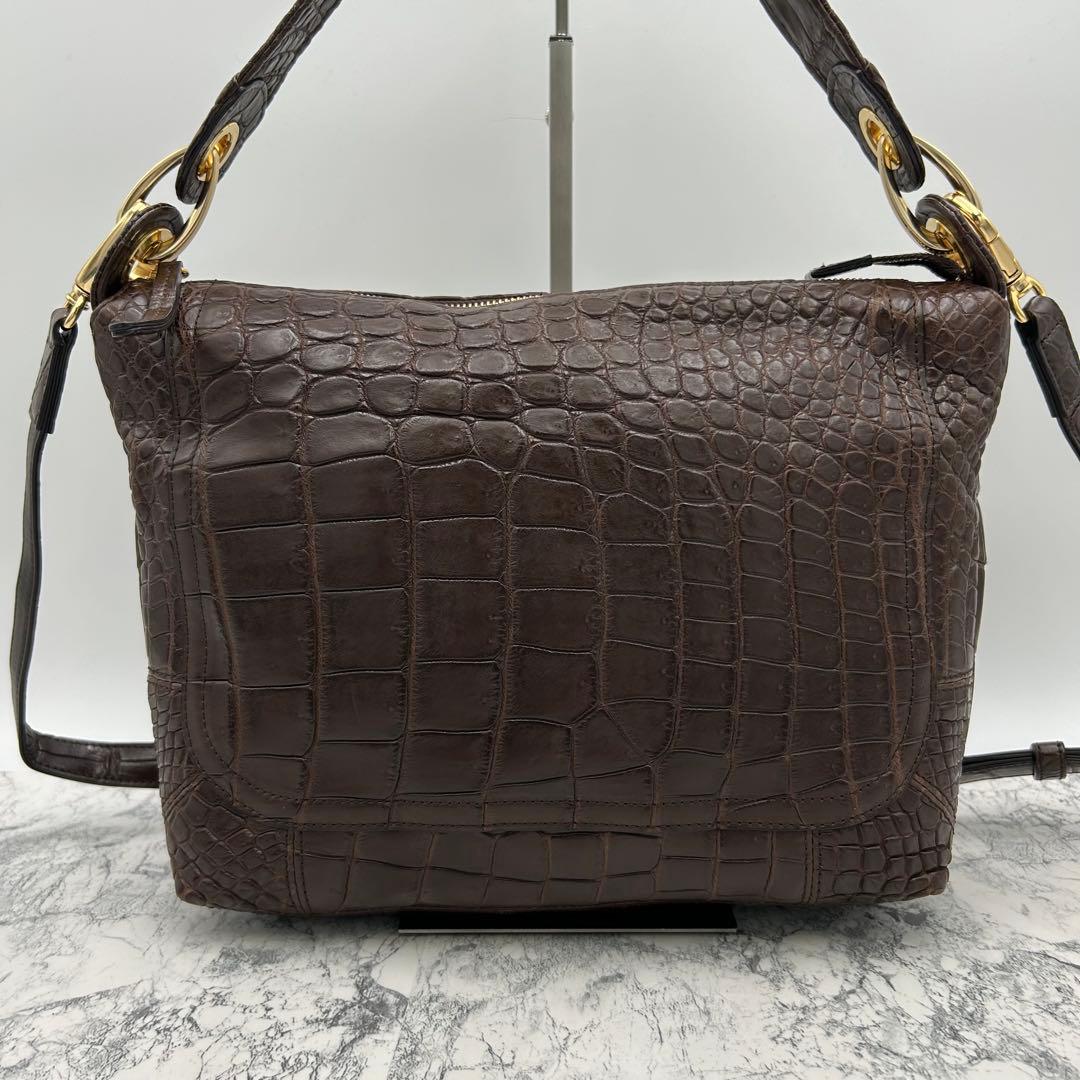 極美品✨ ボーグラン　ショルダーバッグ　2way クロコ本革　JRA