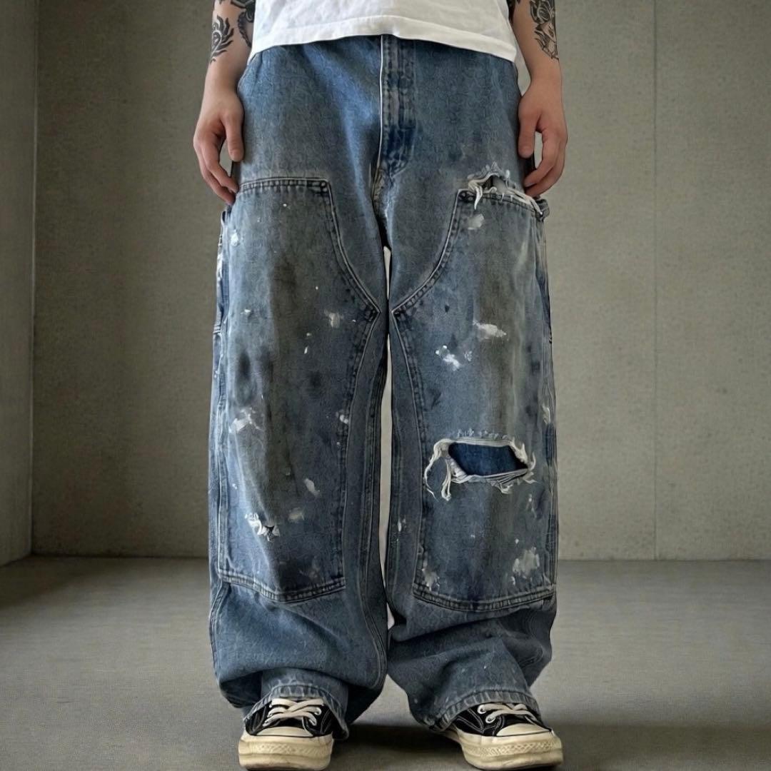 USA Carhartt ダブルニージーンズ バギーデニム フェード ワイドレグ