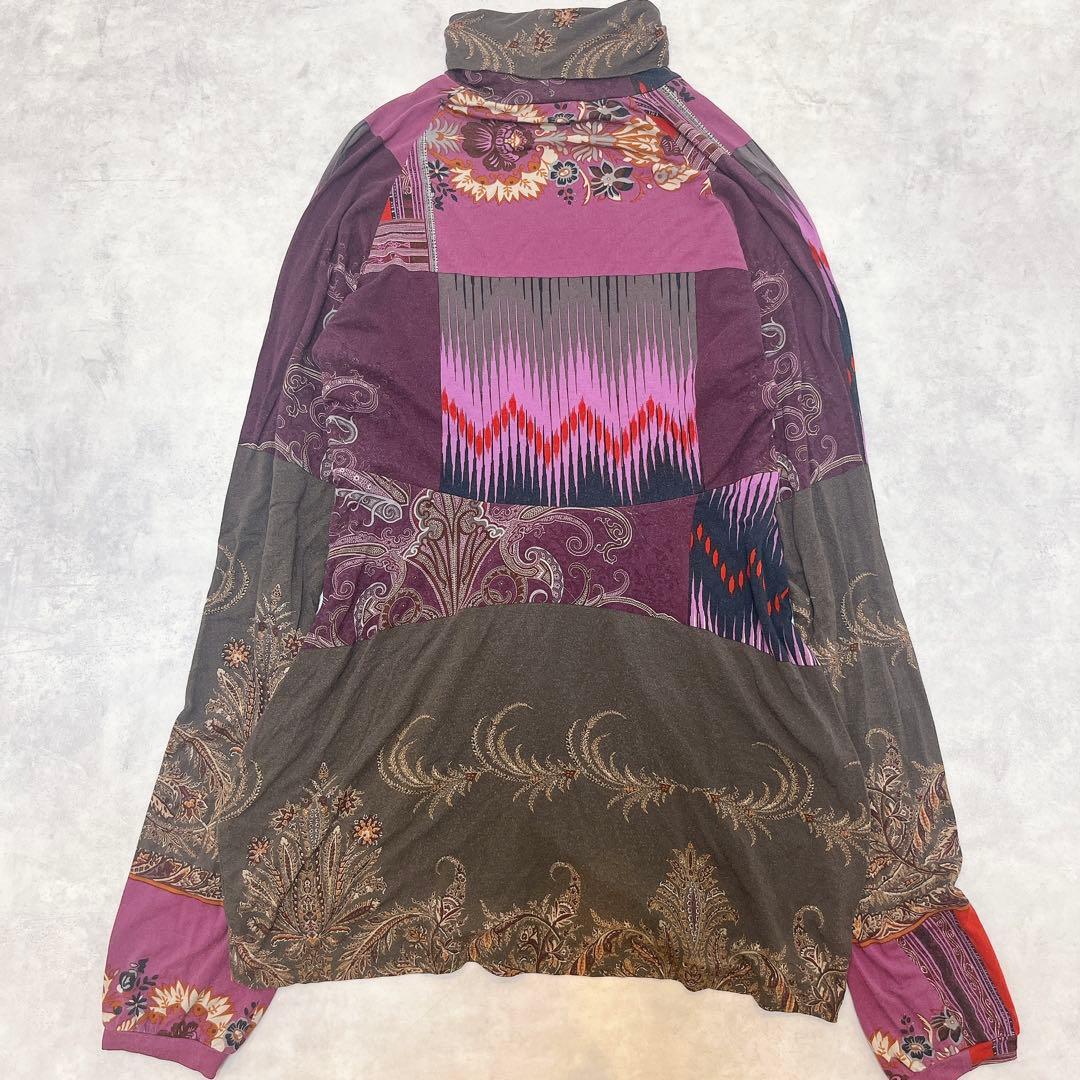 ETRO エトロ イタリア製 ペイズリー 総柄 タートルネック カットソー 46