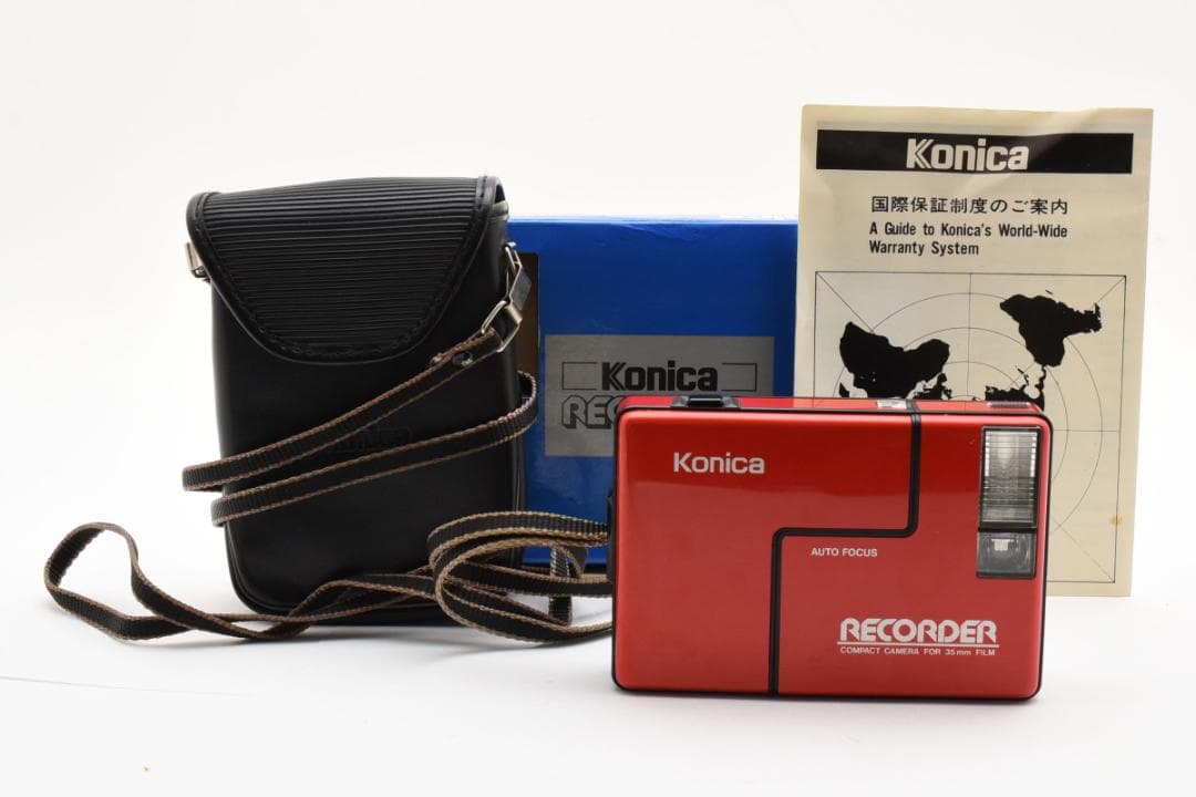 美品 Konica RECORDER レッド コンパクトフィルムカメラ