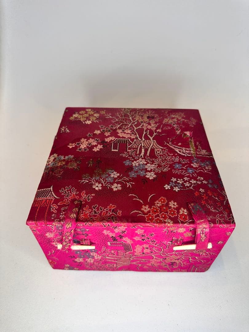 玫紅釉 粉釉 花卉文 碗　荷花・向日葵・牡丹文　中国古美術　時代物　錦箱付