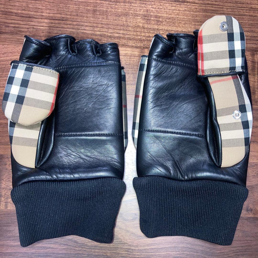 極美品　正規品　BURBERRY レザーグローブ　M バーバリー　手袋　ミトン