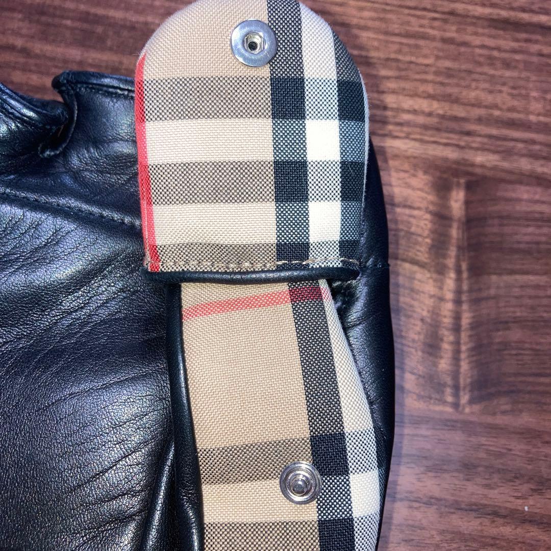 極美品　正規品　BURBERRY レザーグローブ　M バーバリー　手袋　ミトン