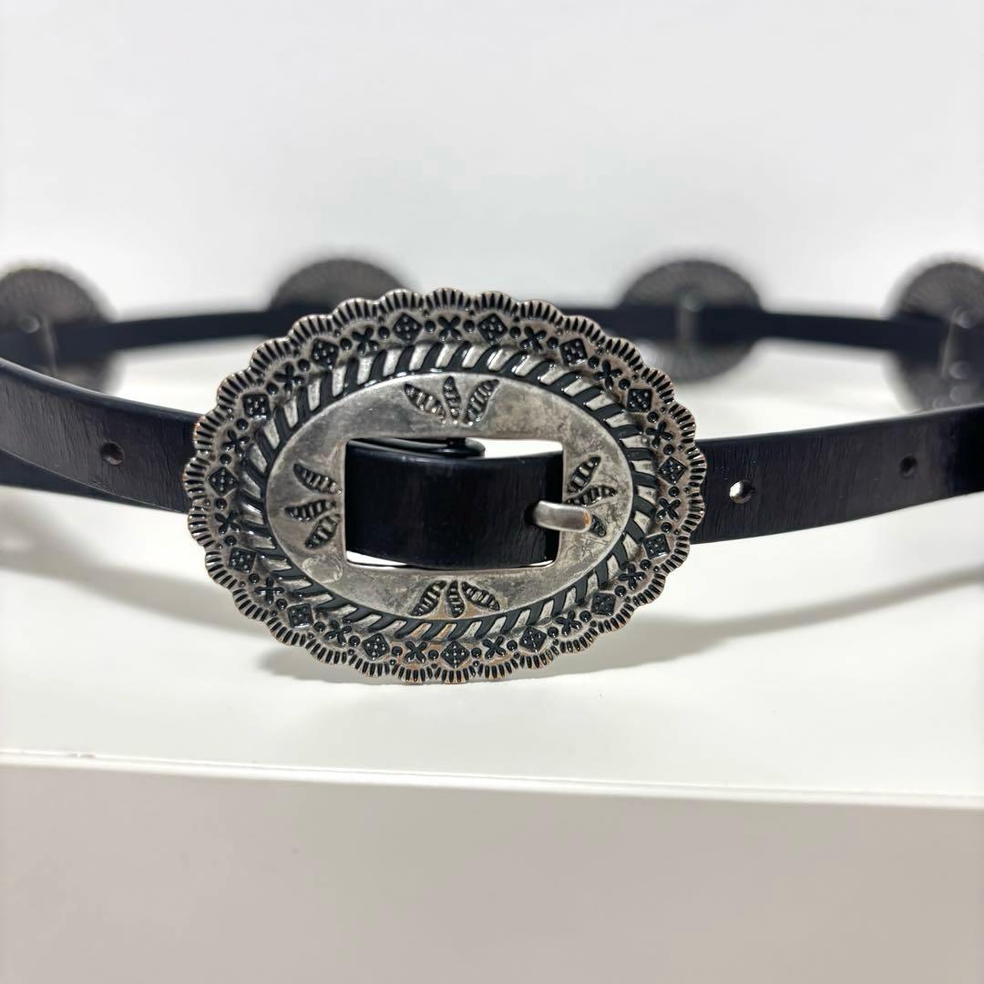 【希少】ローレン ラルフローレン コンチョベルト 黒 バックル レザー スタッズ