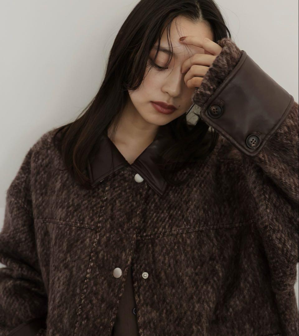 hellamレザーカラーシャギーコート