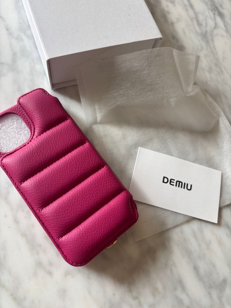 DEMIU レザー フリップケース ピンク