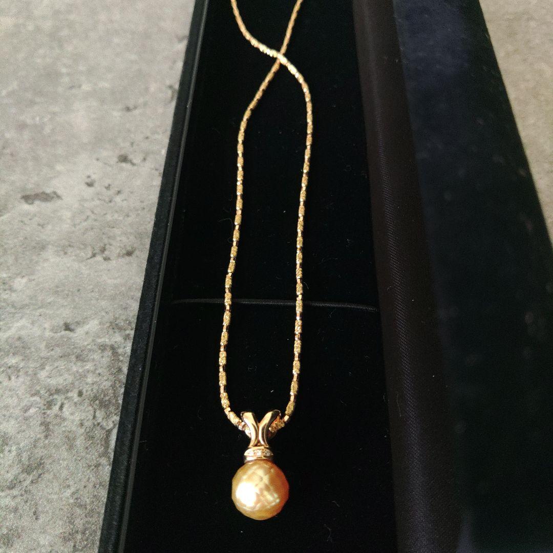 9・75グラム⭐K18ダイヤ真珠ネックレス60万の品☆ゴールドパール⭐