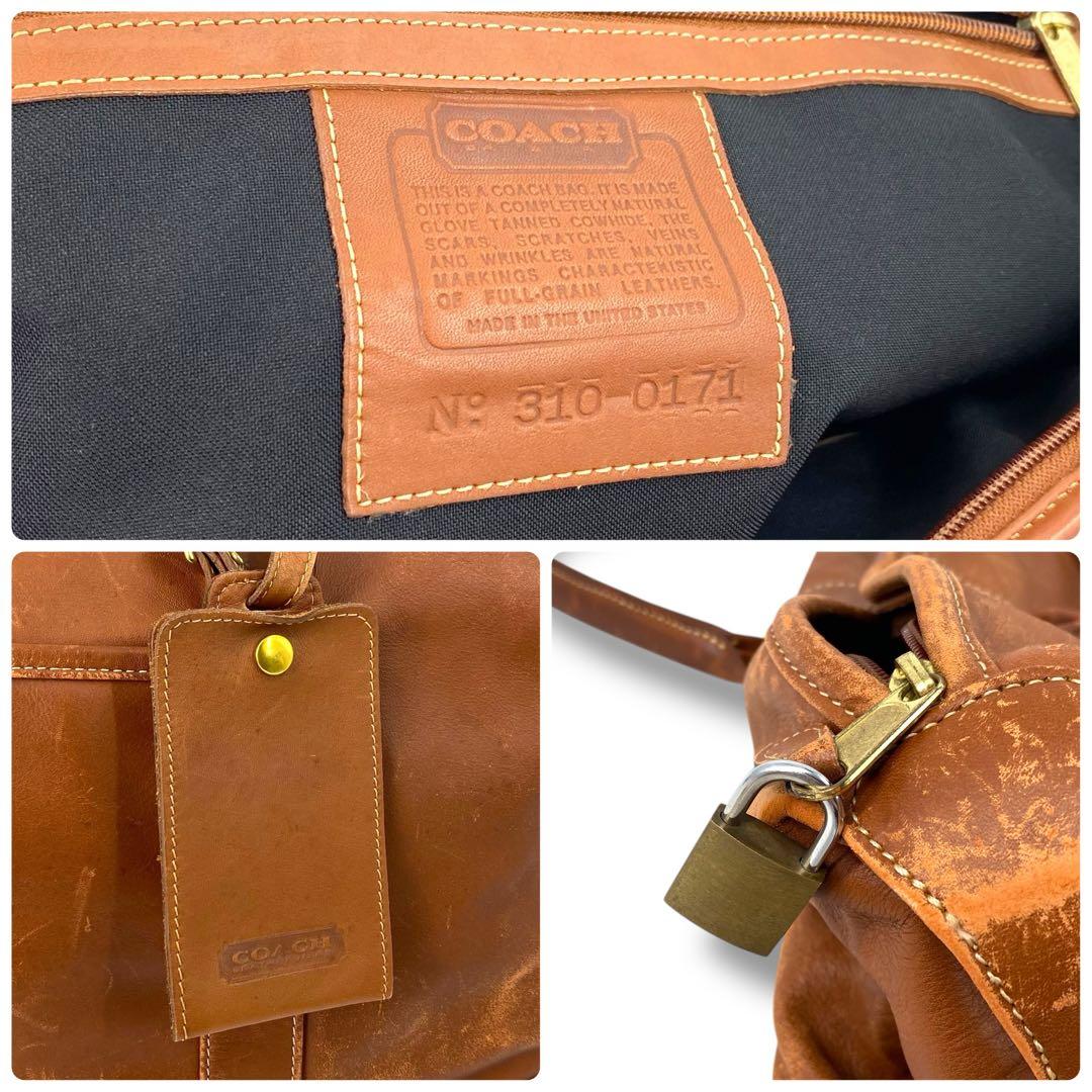 コーチ 大容量 レザー ボストンバッグ 2way ブラウン