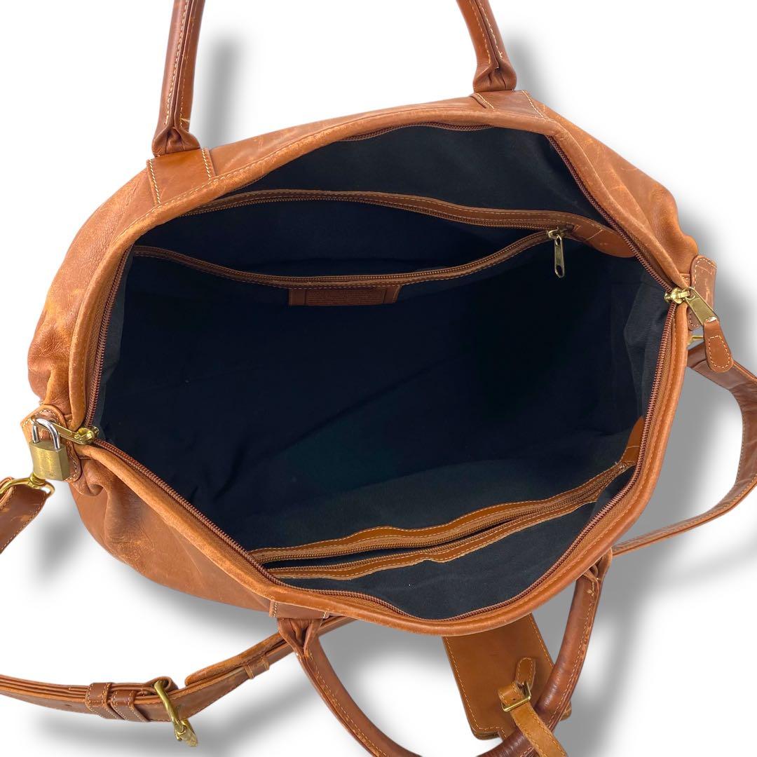 コーチ 大容量 レザー ボストンバッグ 2way ブラウン