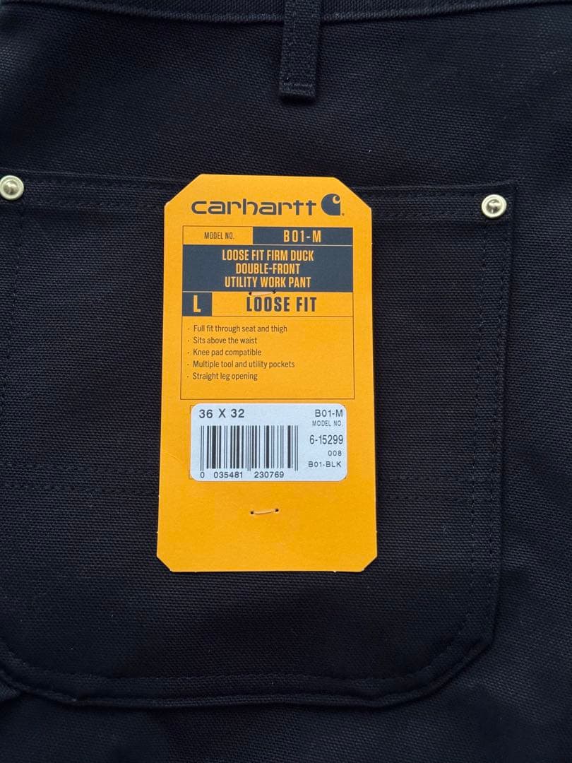 快*様 新品 USA製 Carhartt ダブルニー B01 BLK 36 x
