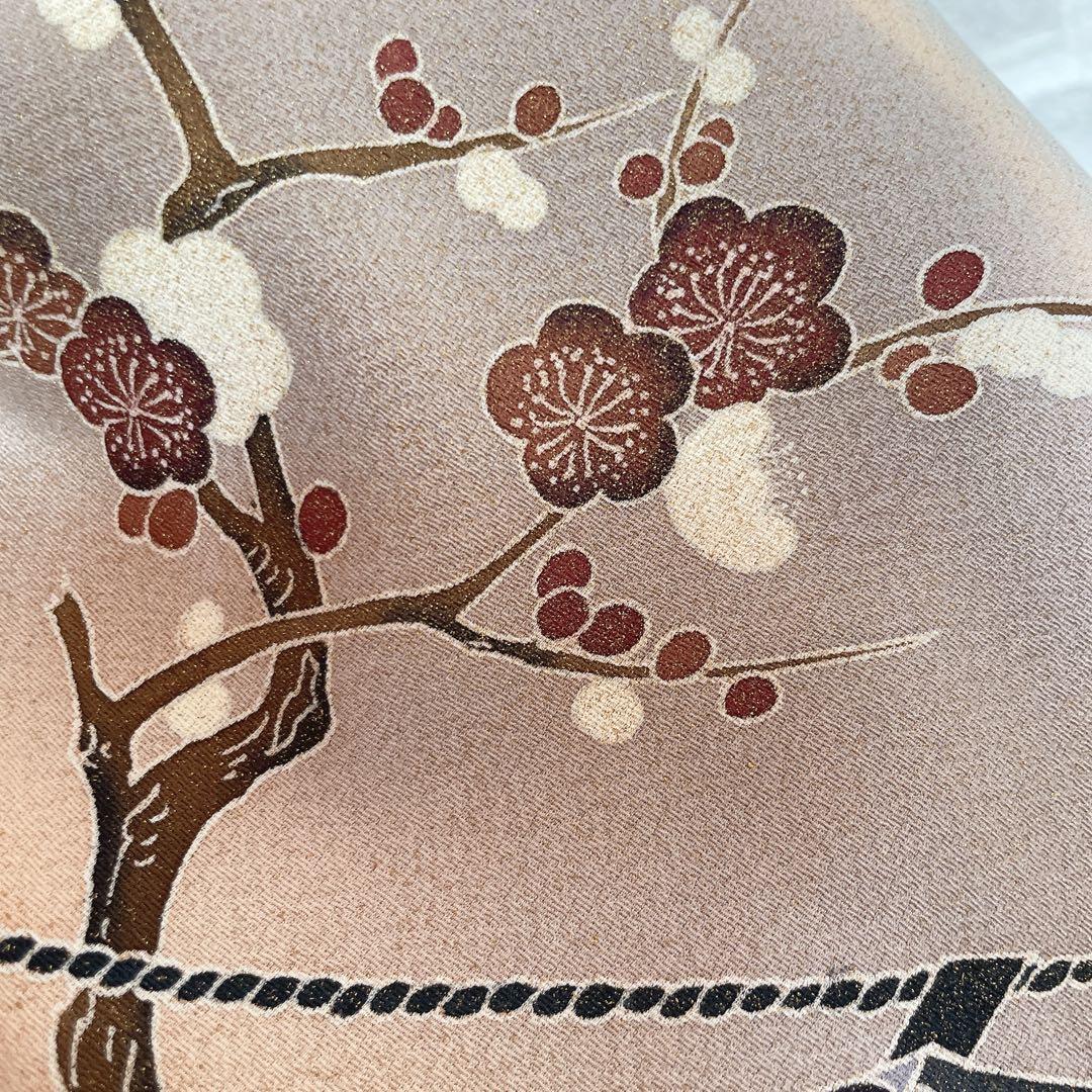 訪問着　帯　のみ　遠山紋様　梅の木　鶴　幔幕文　金彩加工　入学式　卒業式　H6