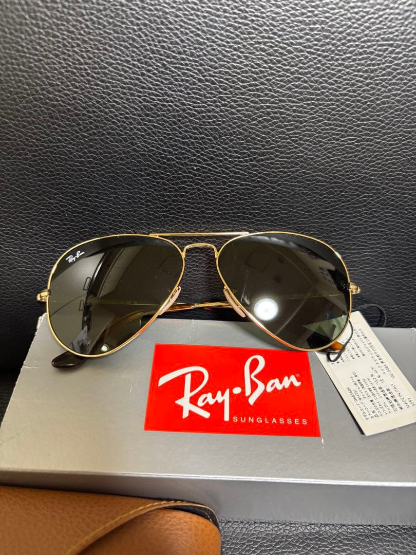 Ray-Ban サングラス 3689 ゴールド/グリーン ケース付き