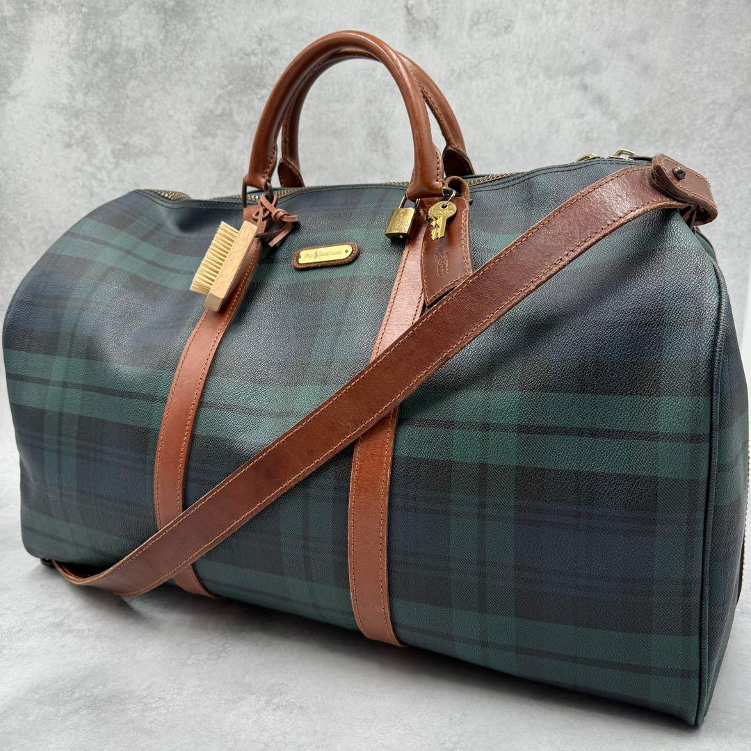 付属品完備 ポロ ラルフローレン PVC レザー ボストンバッグ 2way