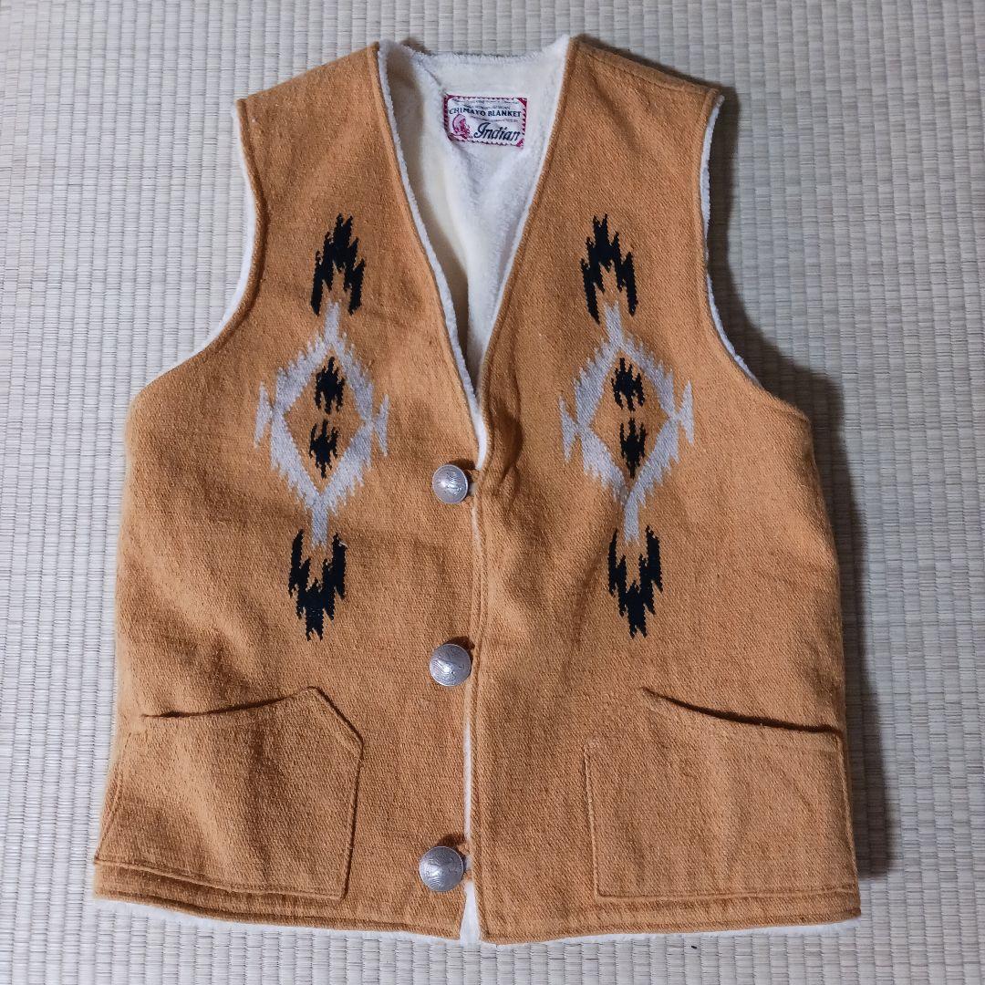 INDIAN MOTOCYCLE　ネイティブ柄　裏ボア　チマヨベスト　40 黄色