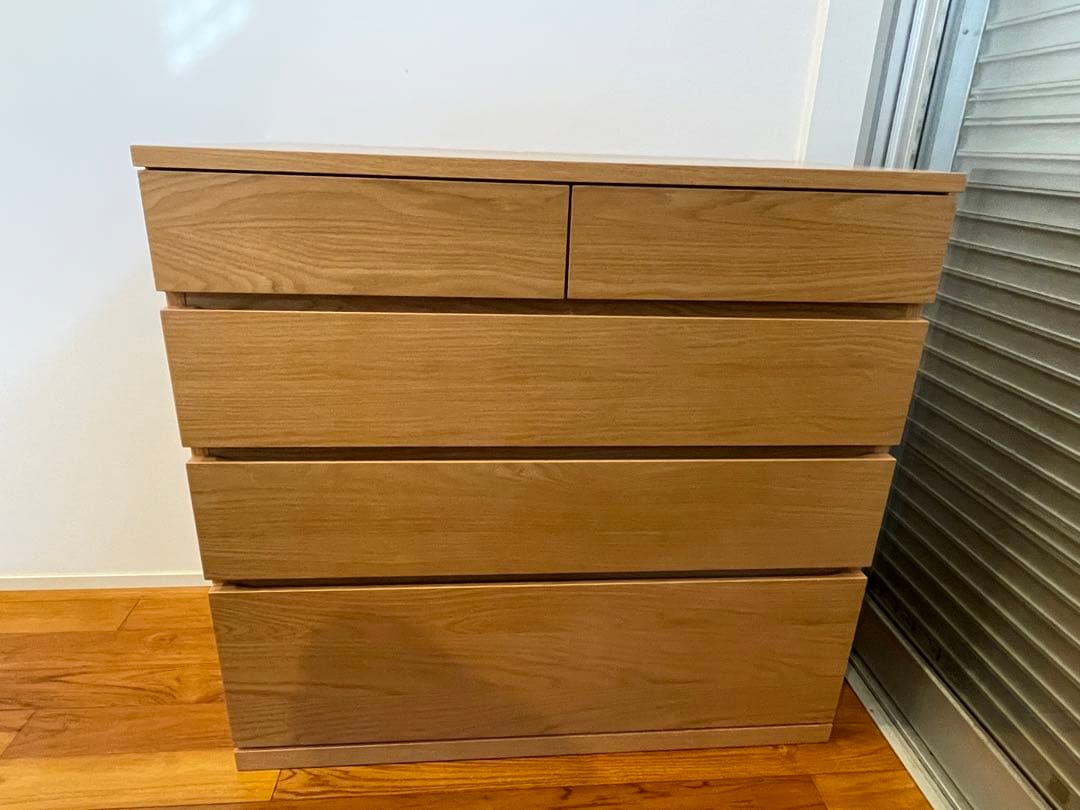 無印良品　木製チェスト4段　オーク材突板