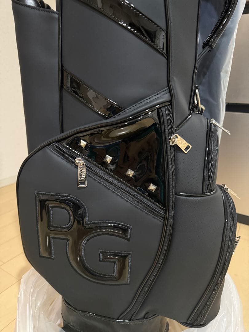 PEARLY GATES ブラックキャディバッグ　キャスター付き　合成革