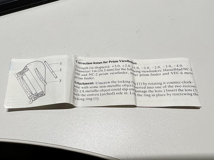 0392 HASSELBLAD 52159 視度補正 レンズ ハッセルブラッド