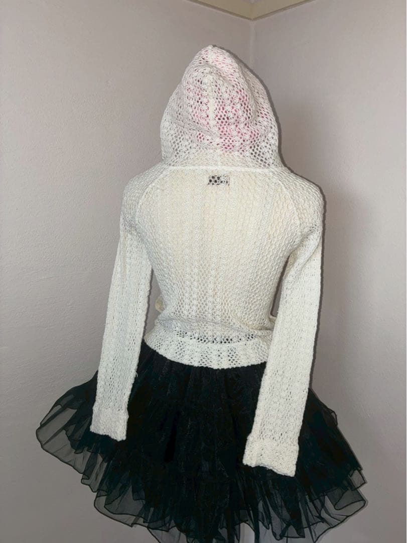 レアデザイン❤︎LIZLISA鍵網み蝶々パールフラワージップパーカー甘めフェアリー