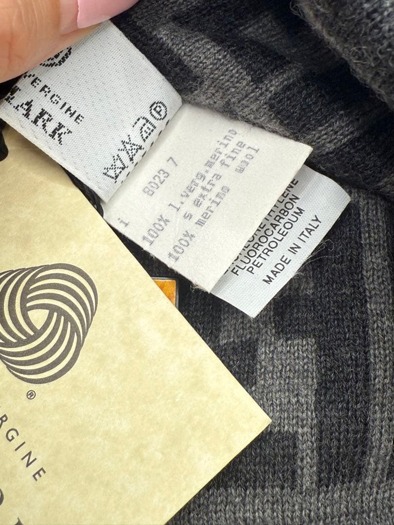 FENDI ズッカ柄 ニット帽 ウールマーク グレー