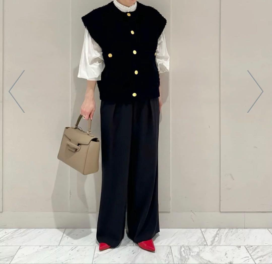 MACPHEE ツイーディー クルーネックジレ