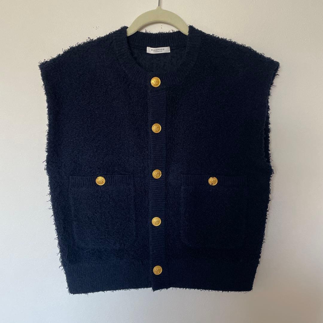 MACPHEE ツイーディー クルーネックジレ