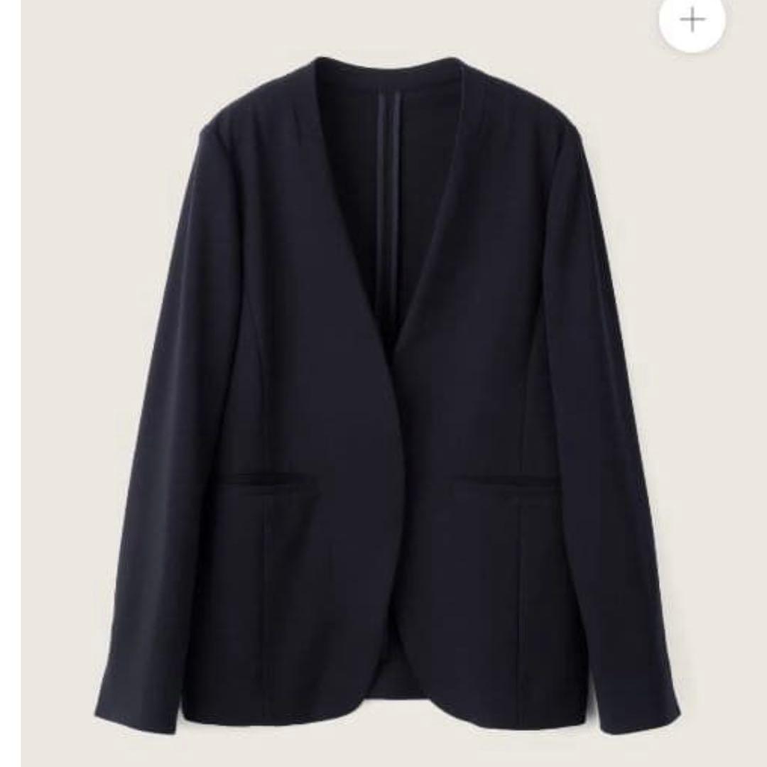 【美品】SOEJU ウールライクノーカラージャケット　ブラック S