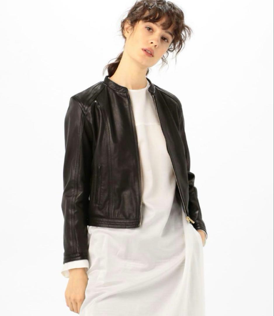 ガンちゃん　ラムレザージャケット　ジップアップブルゾン